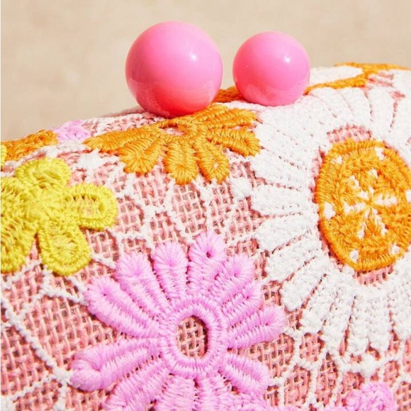 Floral Lace Clutch - Pink, Yellow, Orange - Picture 6 of 6